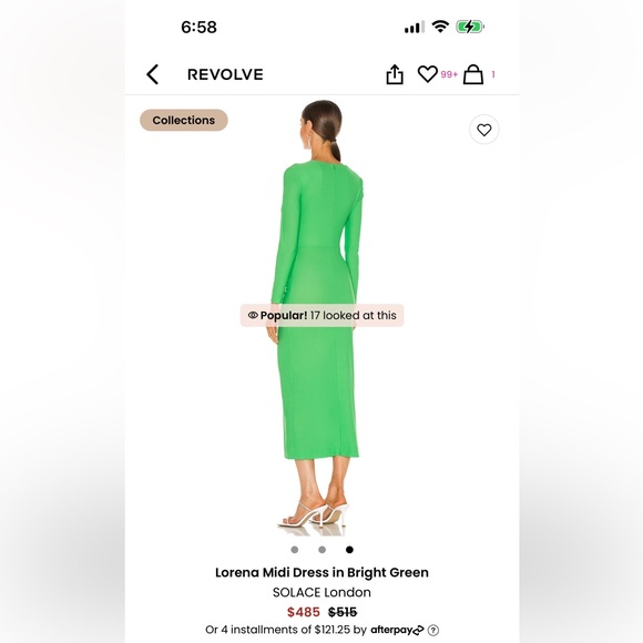 SOLACE LONDON Lorena Midi Dress in Bright Green Size Medium - Picture 3 of 3